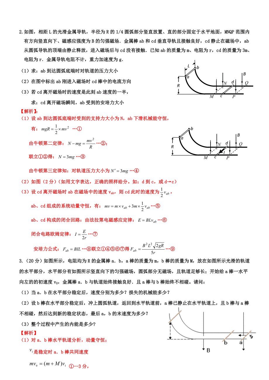 电磁感应中的动量守恒经典题_第2页