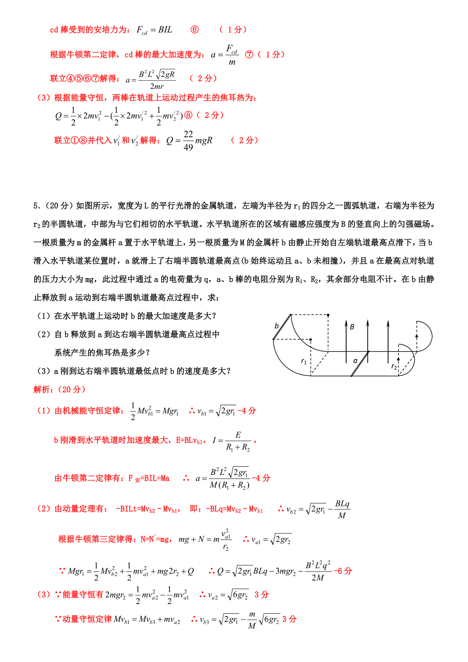 电磁感应中的动量守恒经典题_第4页