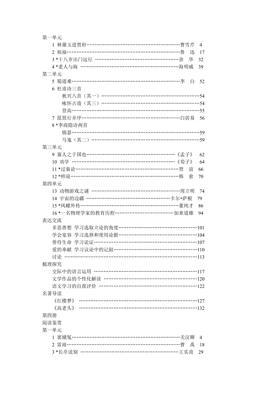 人教版、语文版、苏教版高中语文课文总目_第3页