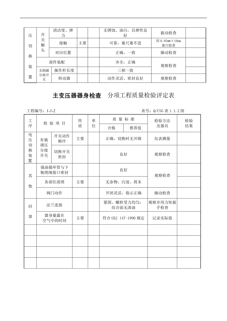 主变压器安装分部工程质量验收评定表(精)_第4页