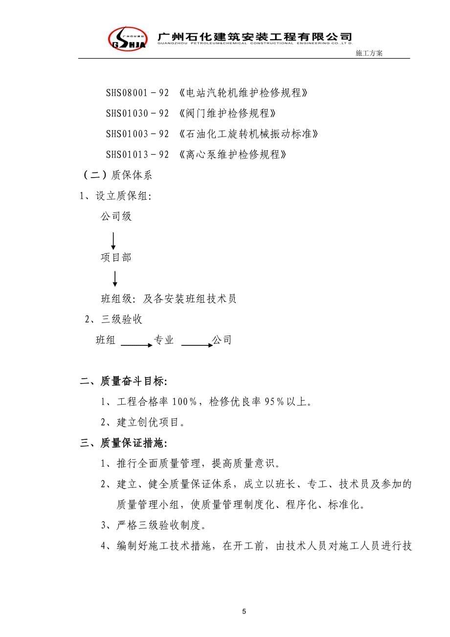 中海壳牌(CSPC)自备电厂STG3大修施工方案要点_第5页