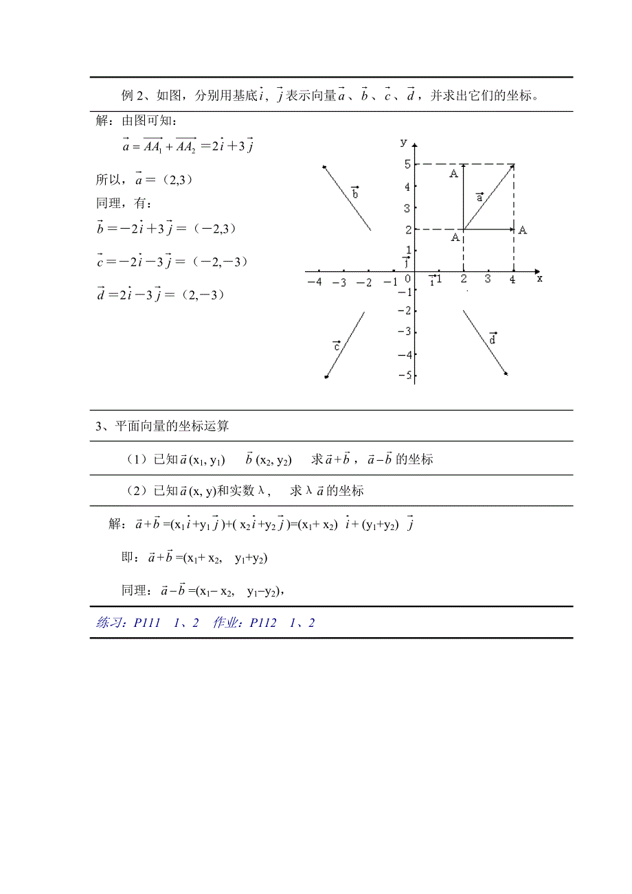 数学：2.3.2《平面向量的正交分解及坐标表示》教案(新人教a必修4).doc1_第2页