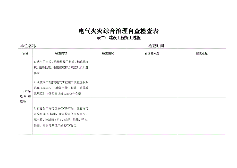 建设施工电气火灾综合治理自查检查表大全(DOC)_第4页