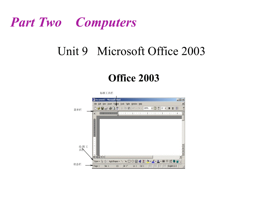 电子信息技术专业英语教学课件作者丁宁Unit10MicrosoftOffice2003课件幻灯片_第1页