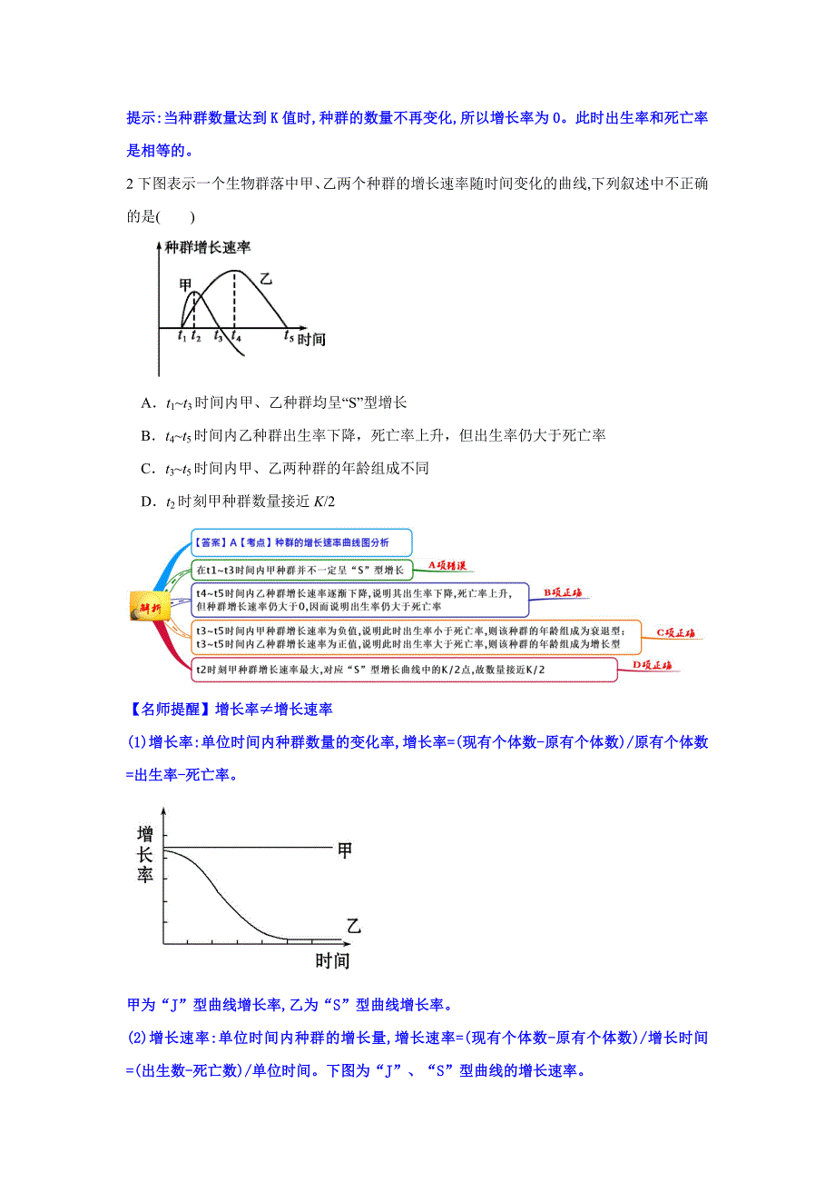 图解教材·2016-2017学年上人教版高中生物必修3(思维导图-微试题)4.2种群数量的变化_第2页
