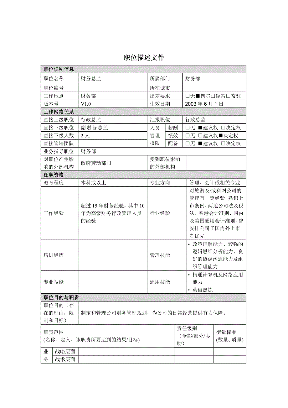 企业财务总监岗位说明_第1页