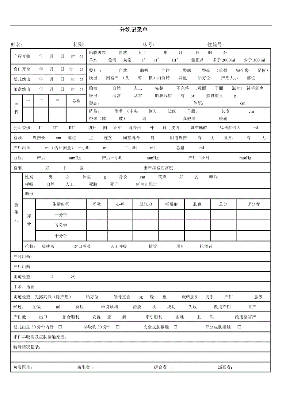 分娩记录表_第1页