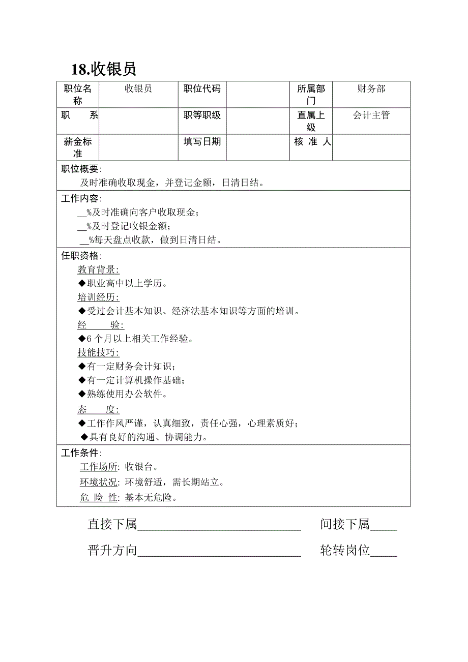 企业财务各岗位职责描述10_第1页