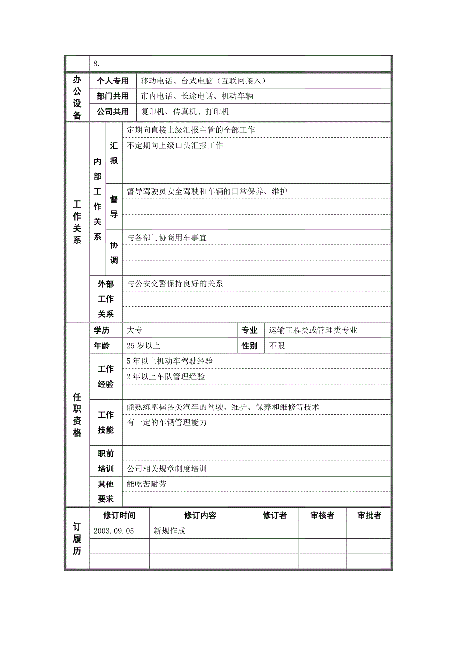 公共事务部车队队长职务说明书_第2页