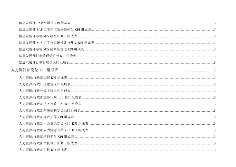 北京李宁体育用品公司岗位kpi组成表手册_第3页