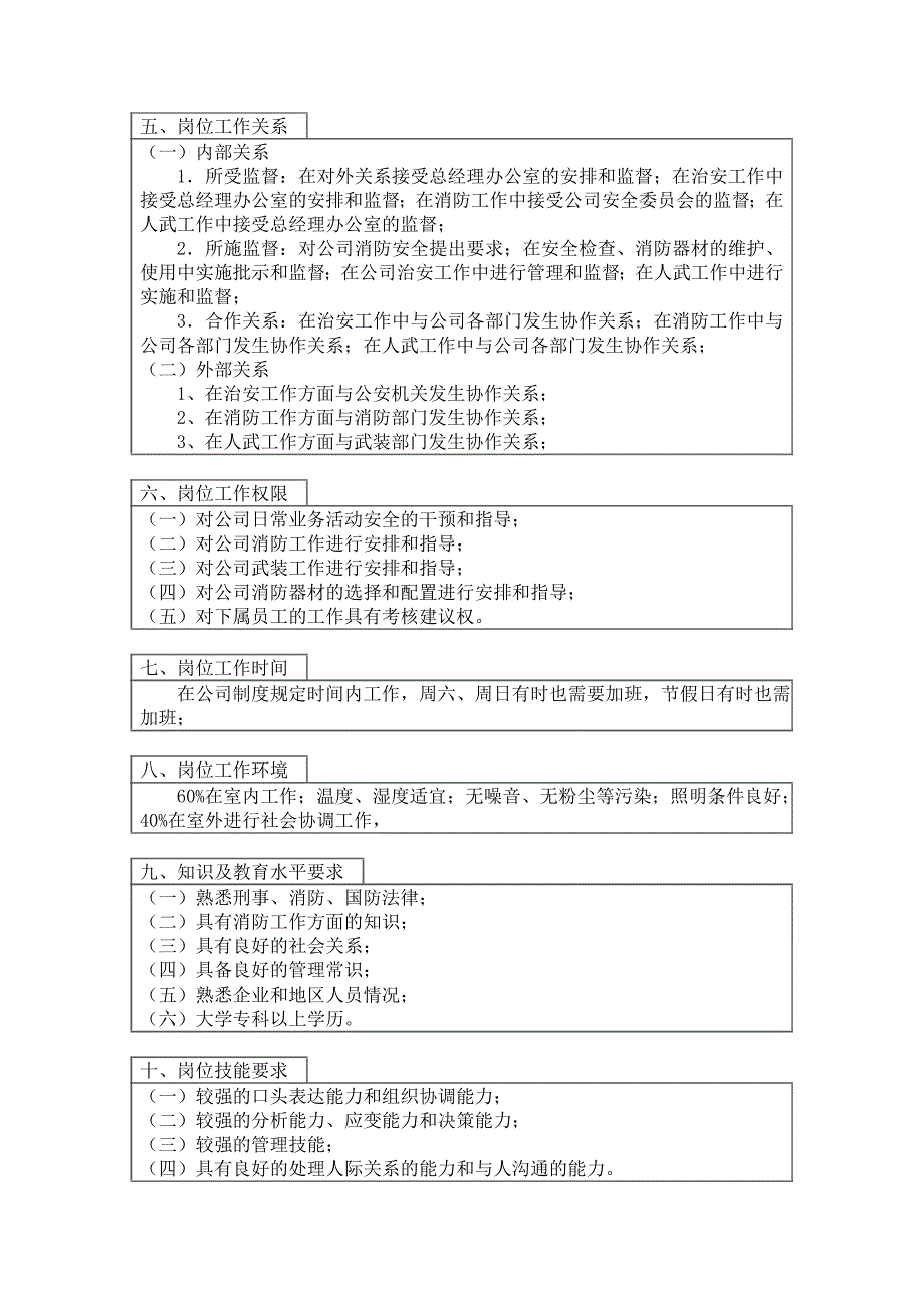 总经理办公室保卫科科长岗位描述_第2页