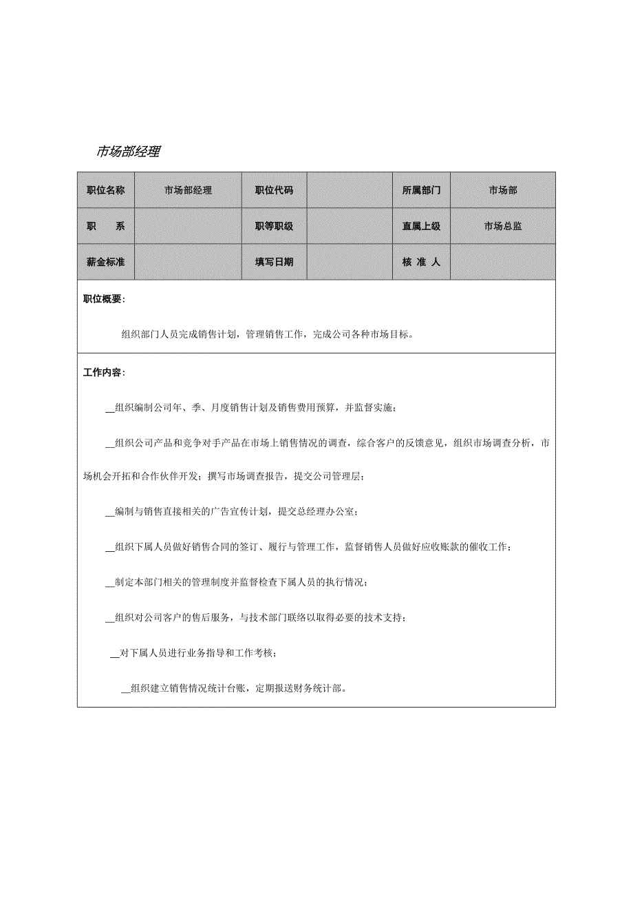 市场部经理岗位职责分析_第1页