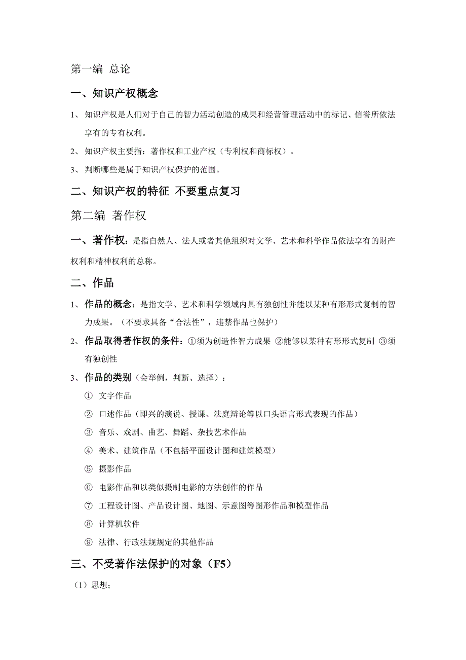 知识产权期末复习重点综述_第1页