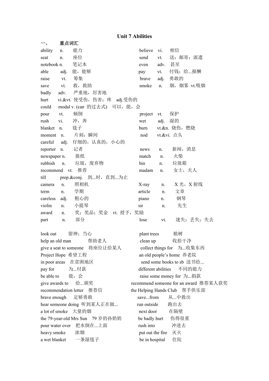 新版译林7B-unit7知识点整理_第1页