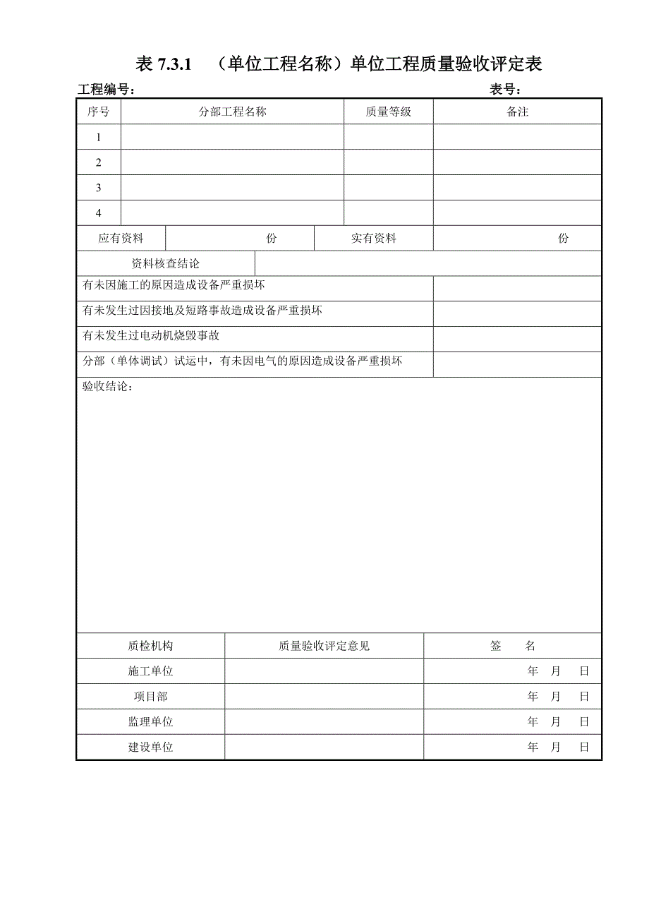 脱硫5417-2009电气工程质量验收及评定记录表格全套分析_第1页