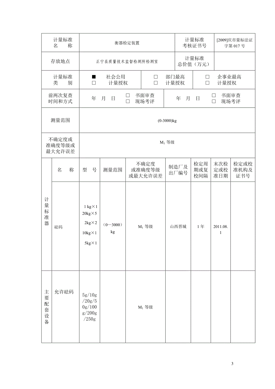 绩效考核_衡器检定装置计量标准考核申请表_第3页