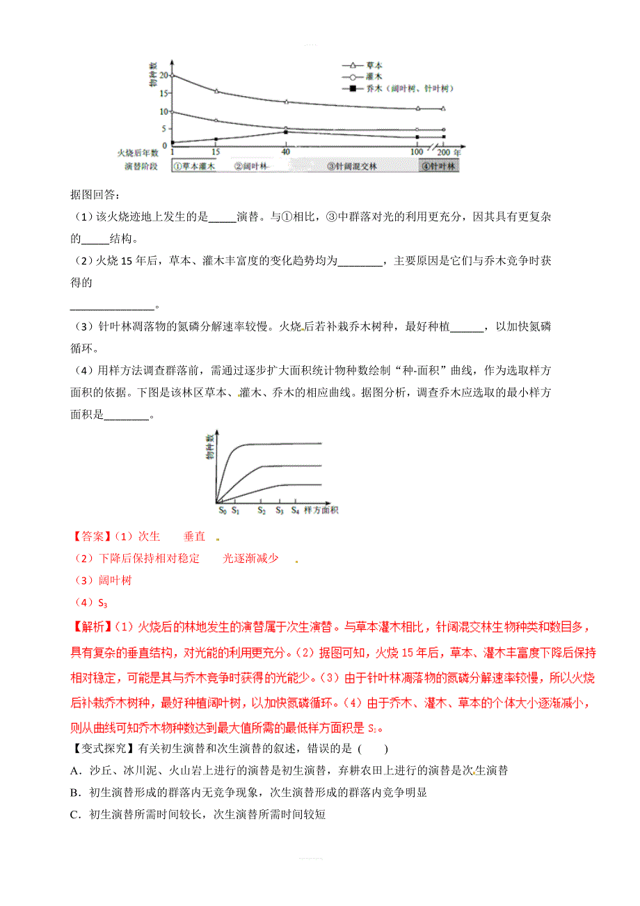 2019年高考生物提分秘籍：专题32-群落的结构与演替(教学案)含答案解析_第4页