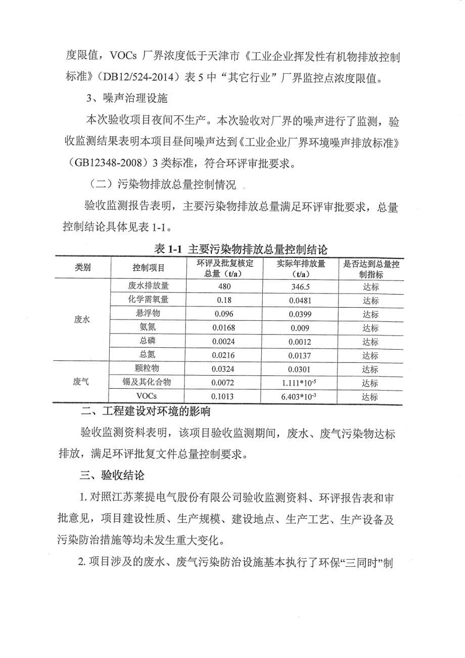 江苏莱提电气股份有限公司有源电力滤波器、可控硅、电容器、电抗器产品生产项目竣工环保验收监测报告_第5页