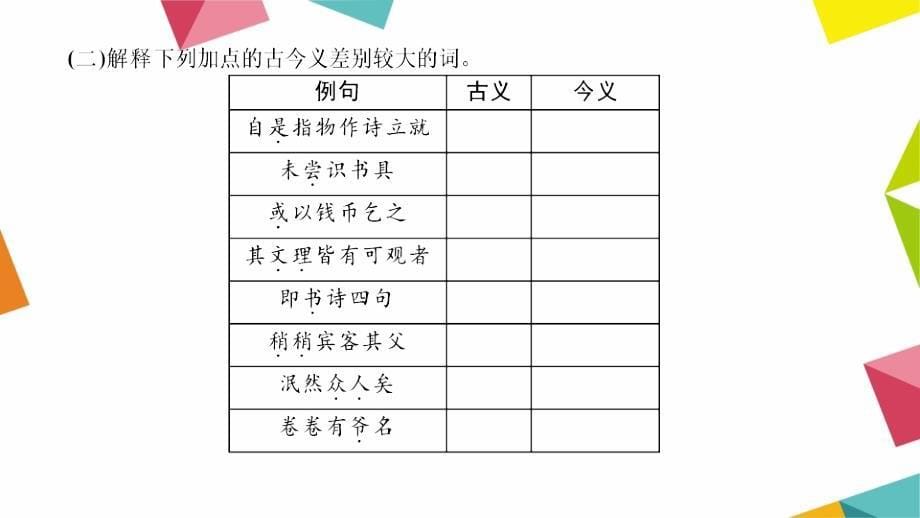 语文习题课件练本考点跟踪突破9七年级下册古诗词字词句闯关_第5页