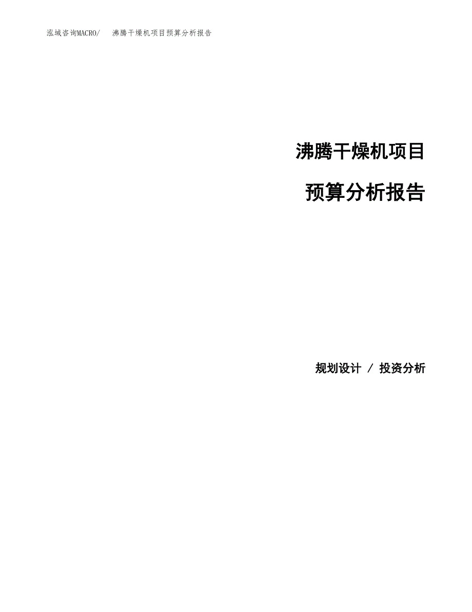 沸腾干燥机项目预算分析报告_第1页