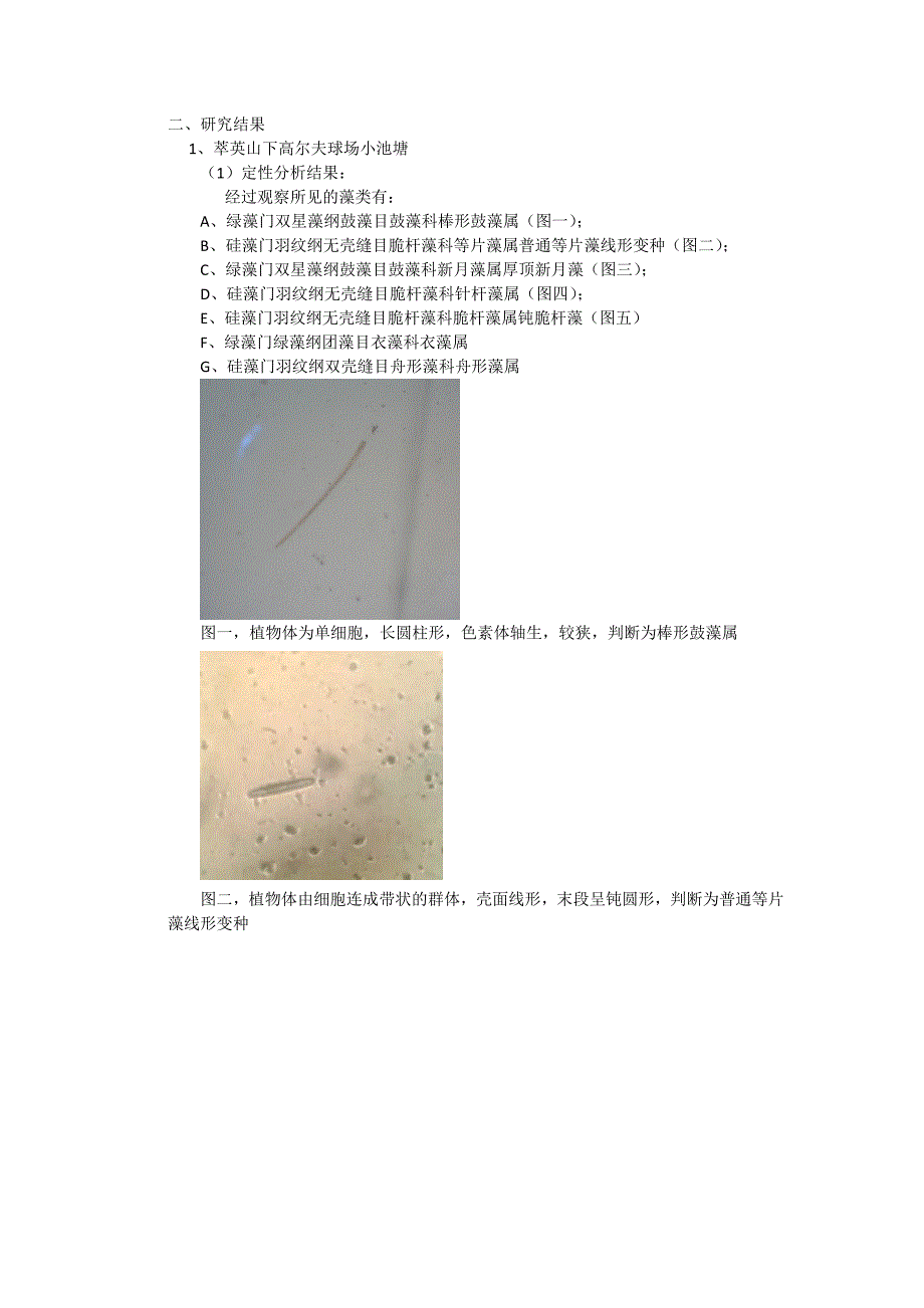 正稿 淡水藻类植物的采集鉴定和水质分析实验报告资料_第3页