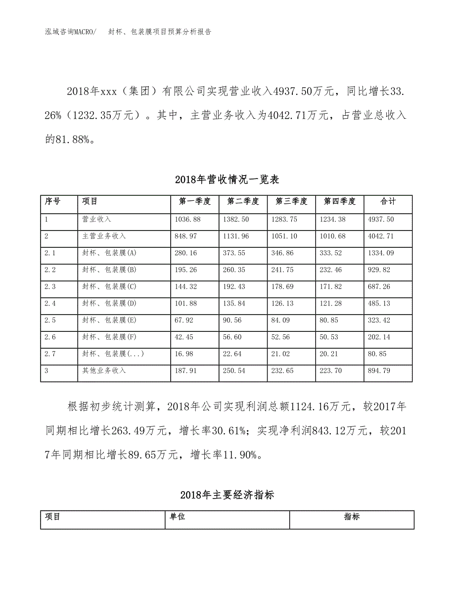 封杯、包装膜项目预算分析报告_第3页