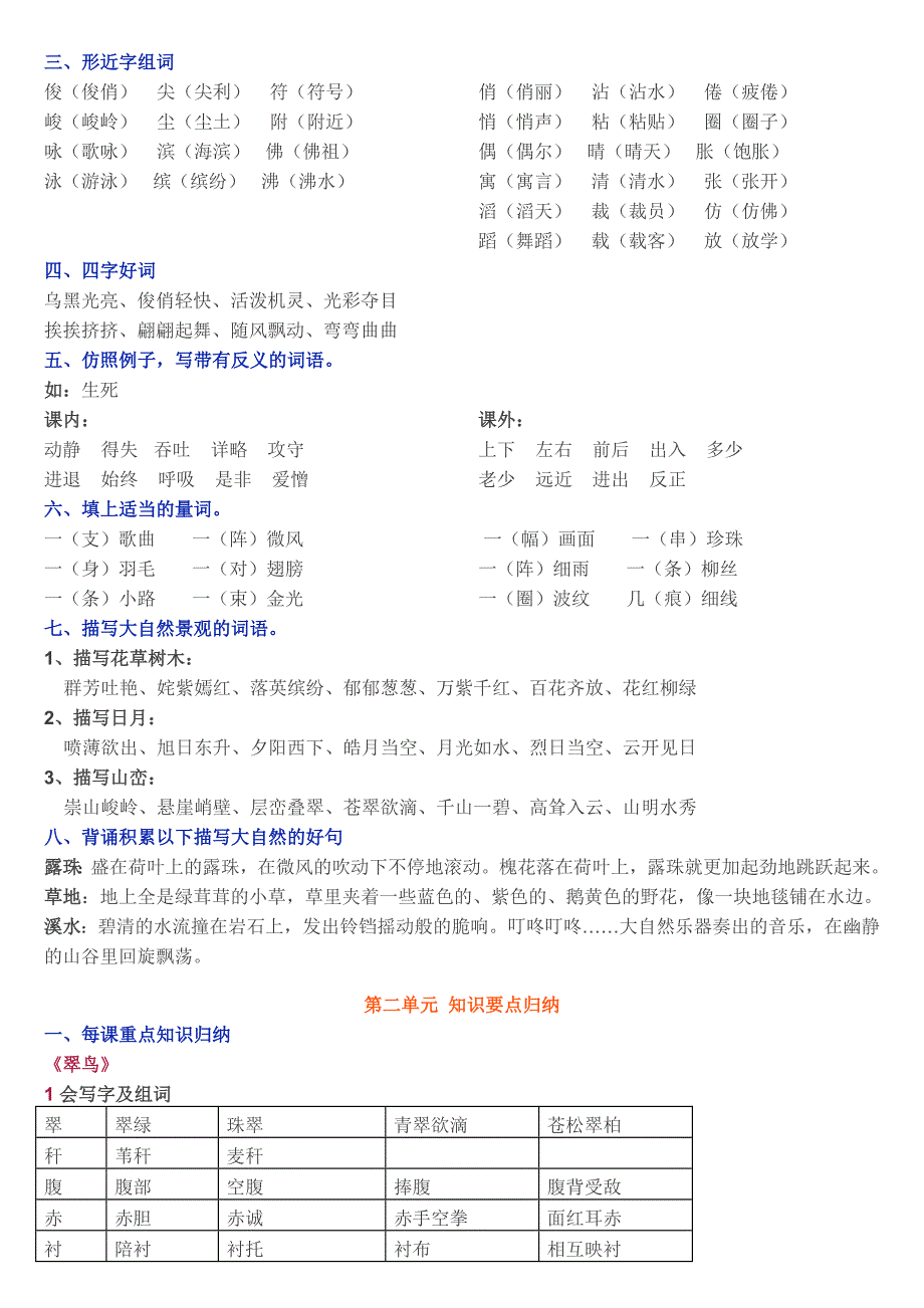 人教版三年级语文下册知识 要点 归纳资料_第3页