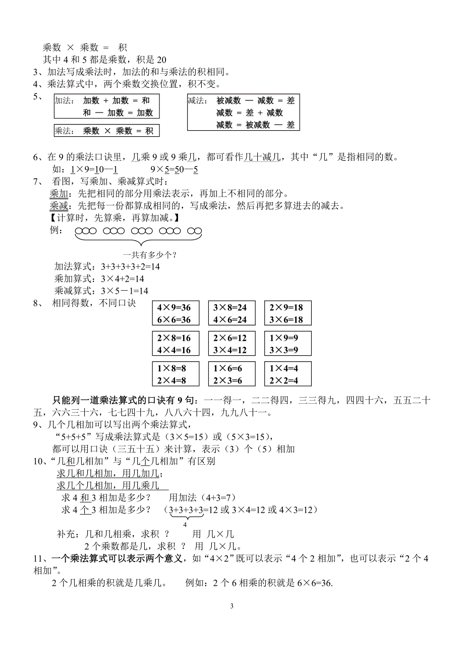 新人教版数学二年级上册知识点整理资料_第3页