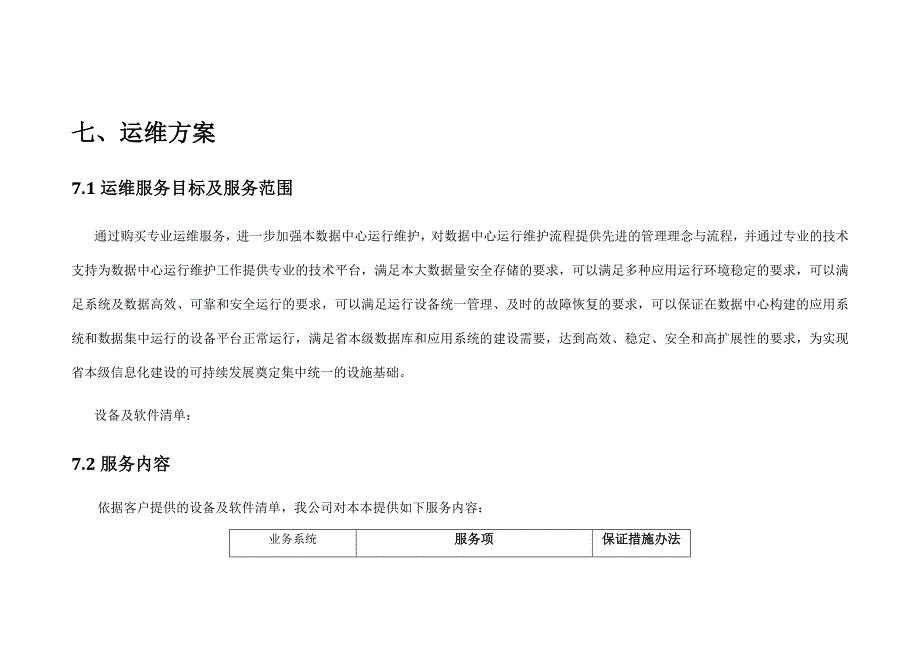 A具体系统运维方案和措施 投标 文件资料_第1页