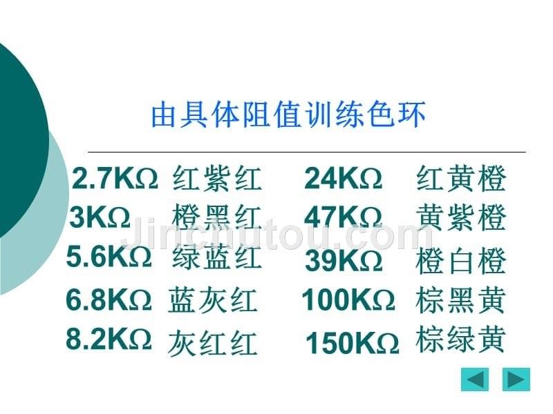 电子产品制作与调试 教学课件 ppt 作者 廖轶涵 主编 李云海 副主编 学习情境四 循环音乐 流水彩灯制作色环电阻器识别速度训练_第5页