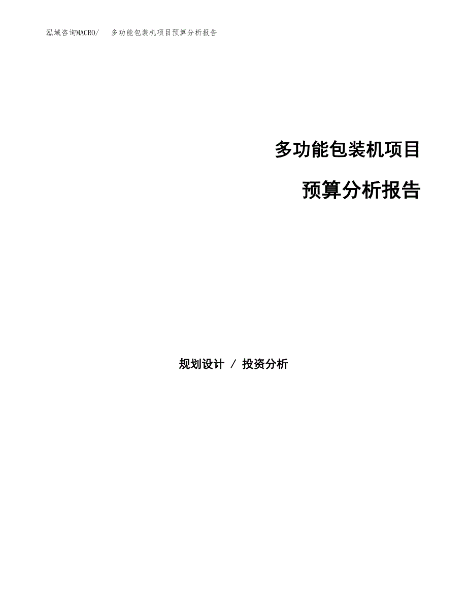 多功能包装机项目预算分析报告_第1页