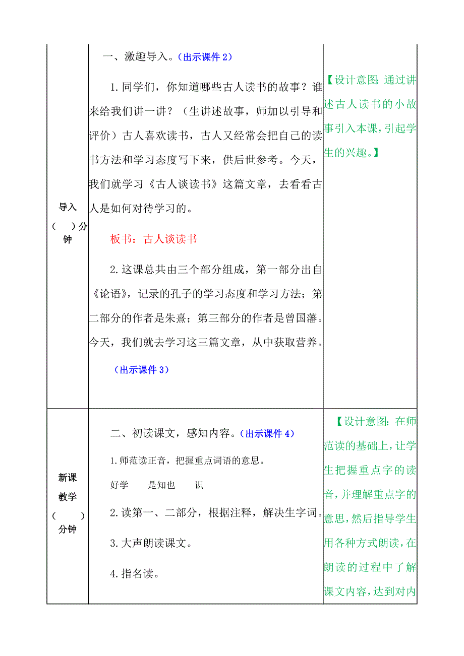 部编新人教版五年级语文上册-第八单元-古人谈读书 教案带教学反思_第2页