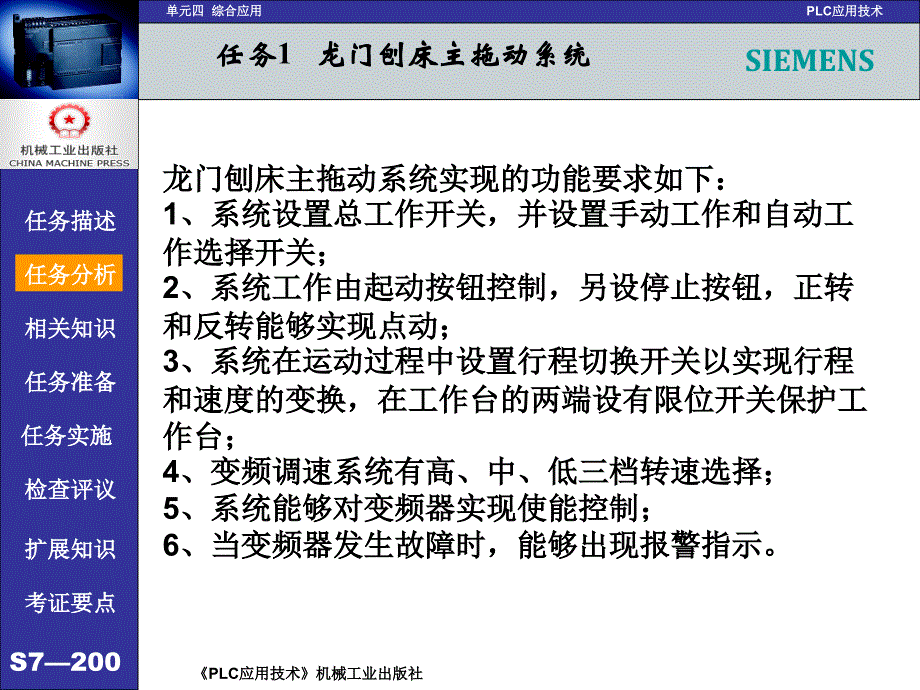 PLC应用技术 西门子  任务驱动模式  教学课件 ppt 作者 吕炳文 单元四任务1龙门刨床主拖动系统_第4页