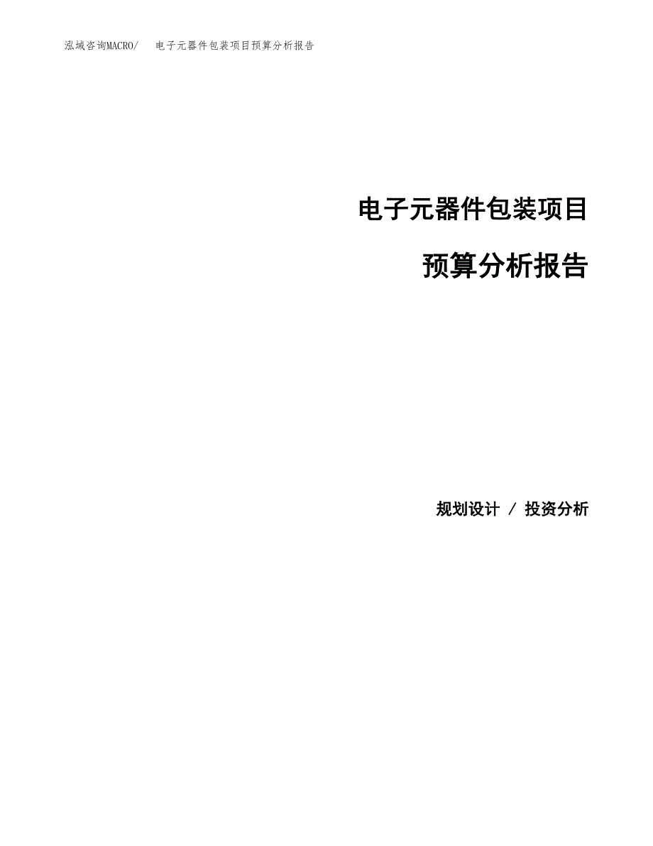 电子元器件包装项目预算分析报告_第1页