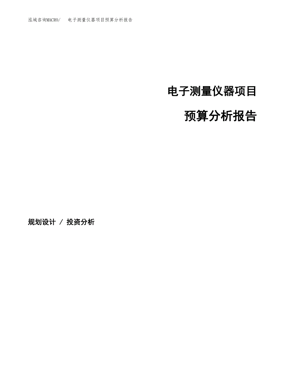 电子测量仪器项目预算分析报告_第1页