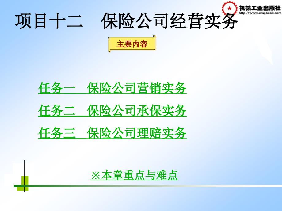 保险实务 教学课件 ppt 作者 李杰 bxsw12项目十二_第1页