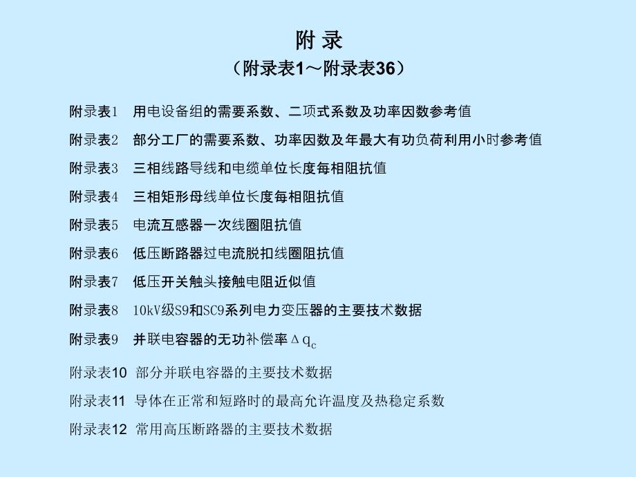 工厂供电 第2版 教学课件 ppt 作者 刘介才 附表目录_第1页