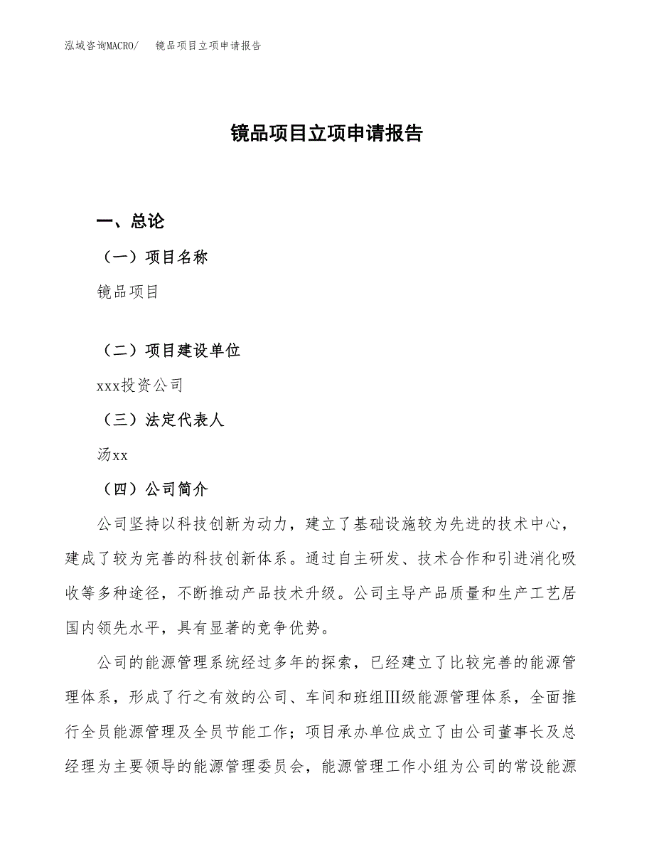 镜品项目立项申请报告.docx_第1页