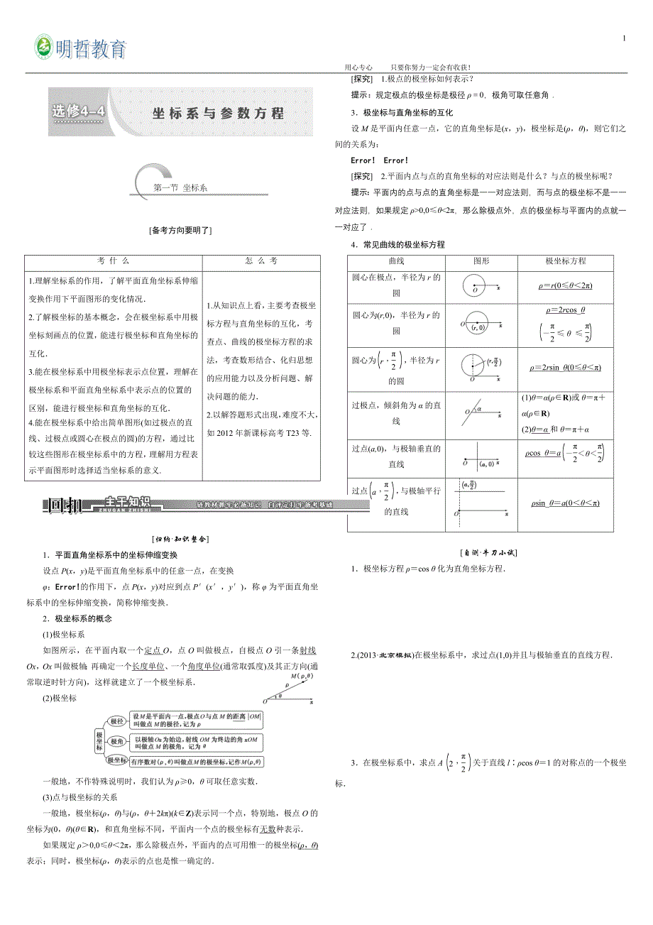 4-4参数方程高中复习资料 经典 题型_第1页