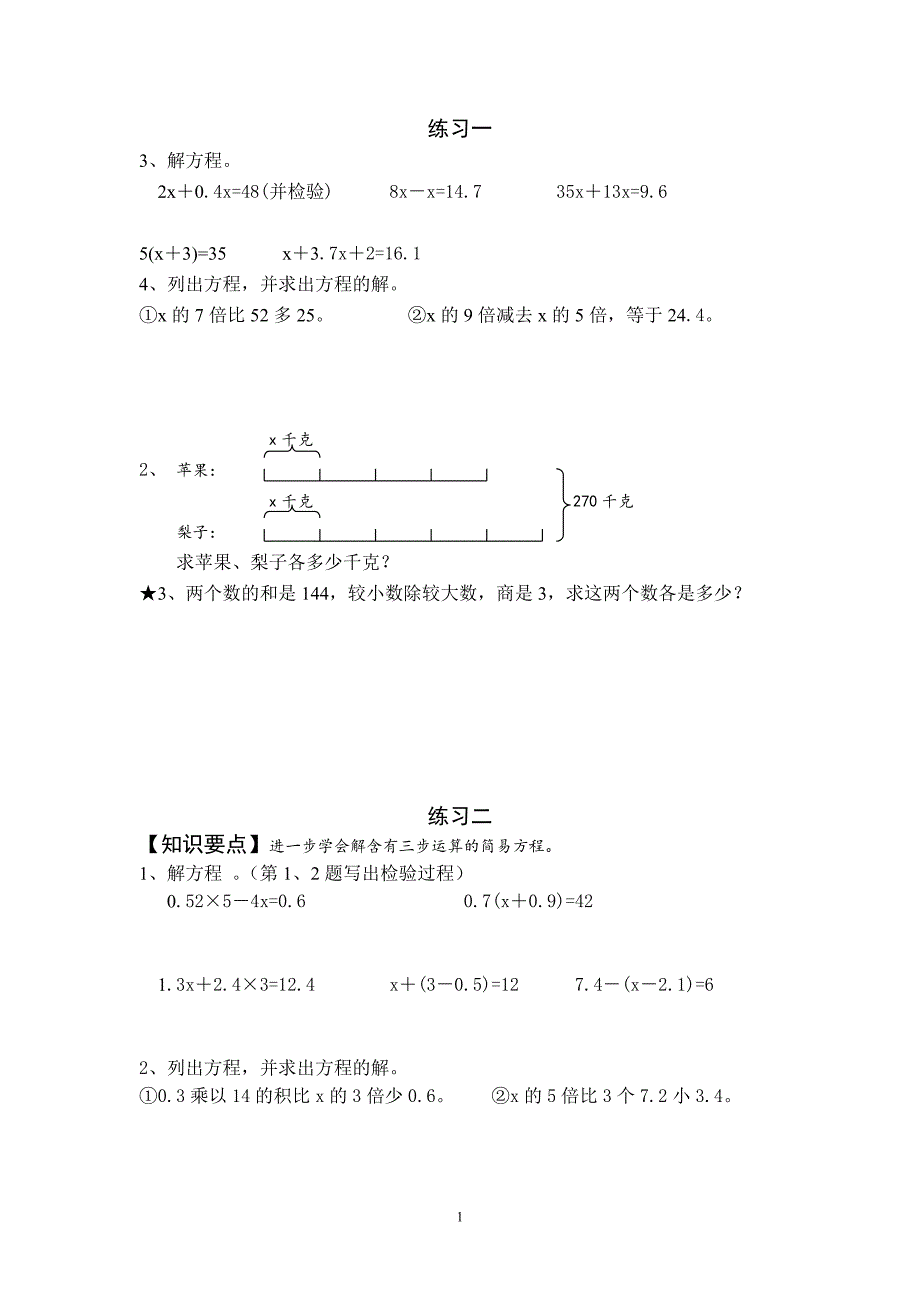 五年级解方程典型练习题资料_第1页