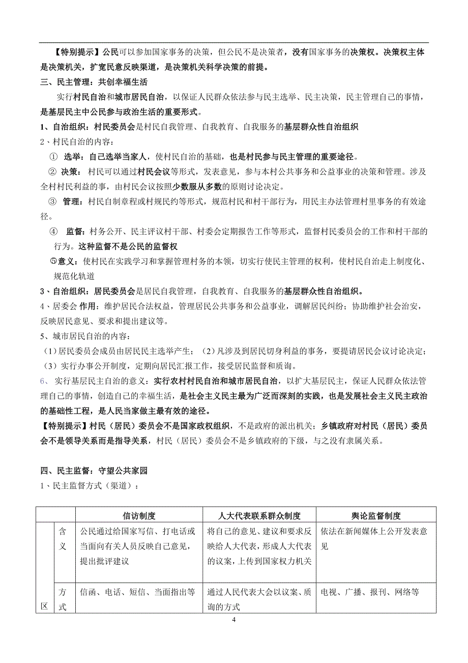 2019最新政治生活知识点总结(1)_第4页