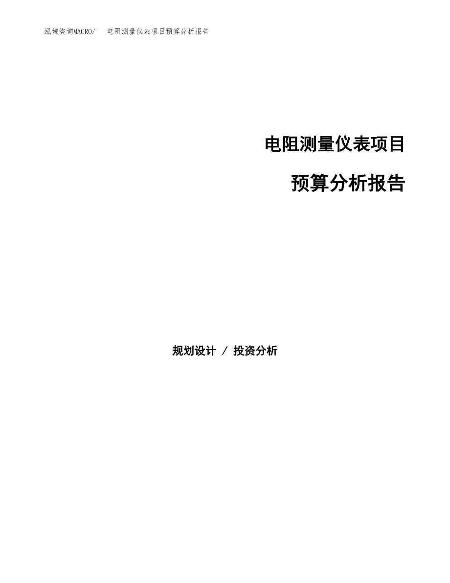 电阻测量仪表项目预算分析报告_第1页