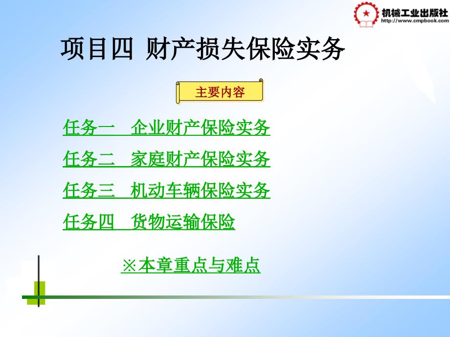 保险实务 教学课件 ppt 作者 李杰 bxsw4项目四_第1页