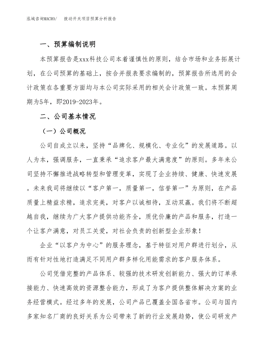 拨动开关项目预算分析报告_第2页