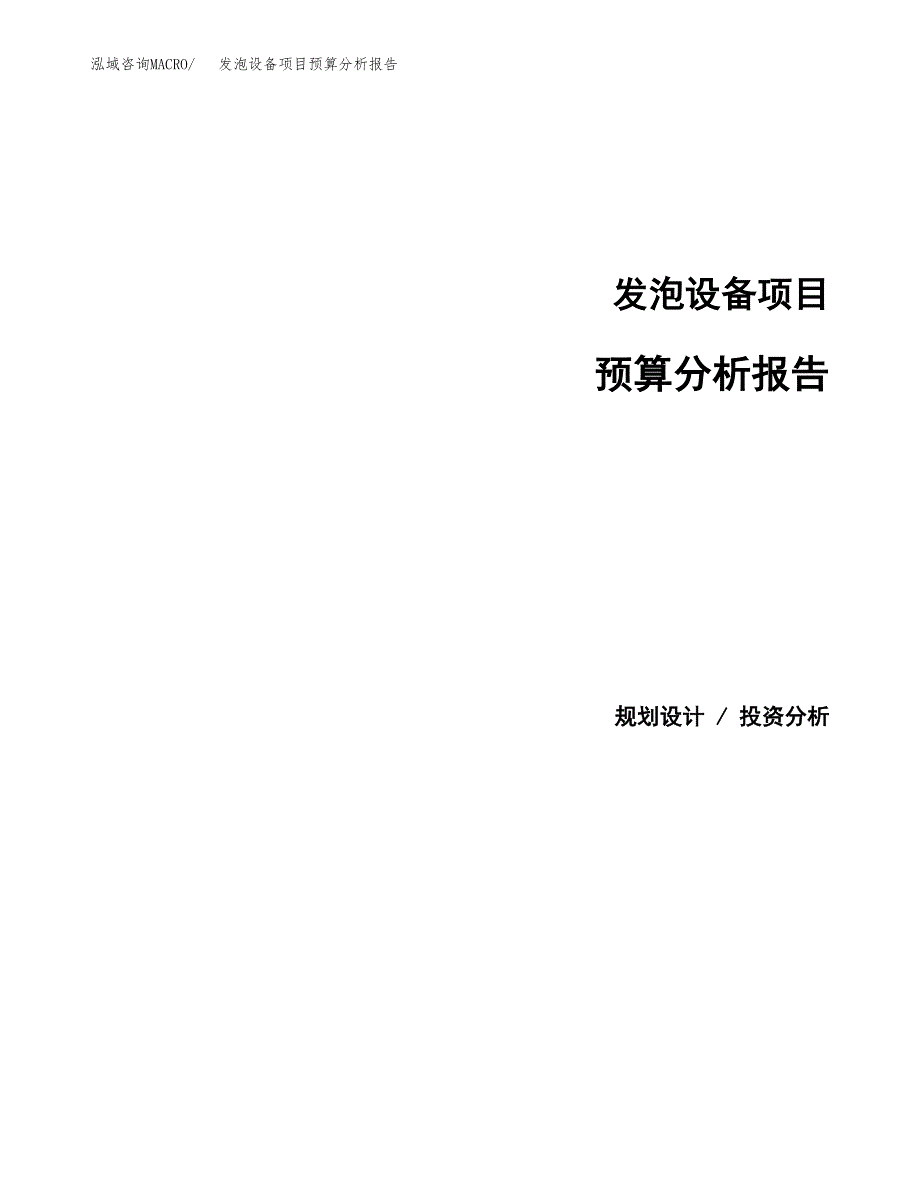 发泡设备项目预算分析报告_第1页