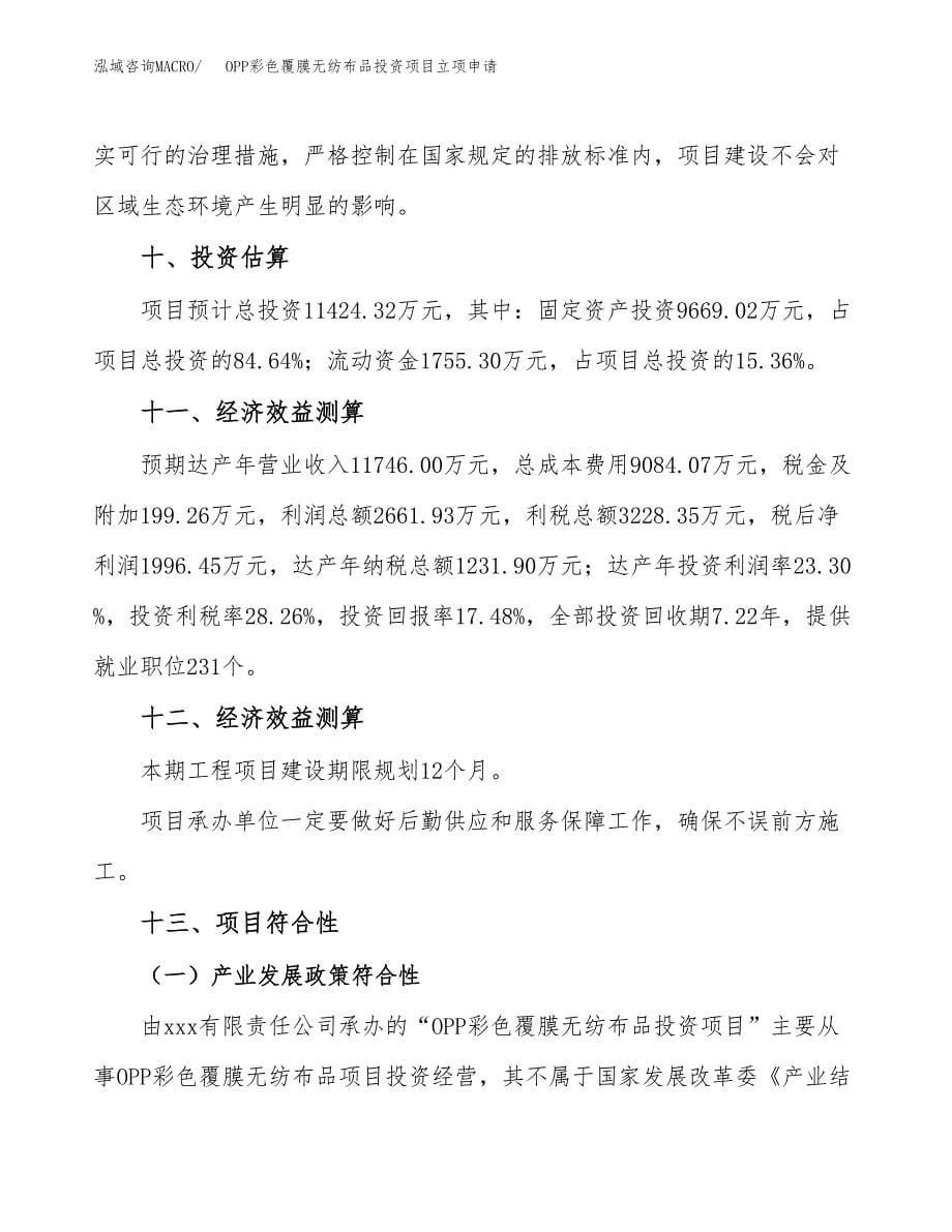 OPP彩色覆膜无纺布品投资项目立项申请模板.docx_第5页