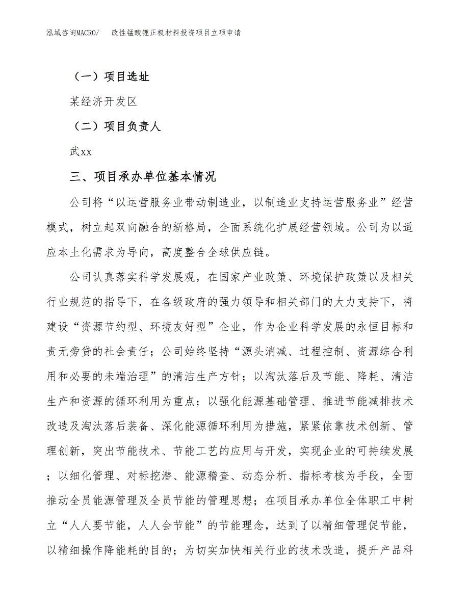 改性锰酸锂正极材料投资项目立项申请模板.docx_第2页