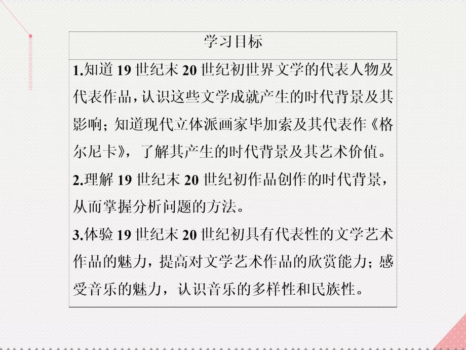 优化方案高中历史_专题八 19世纪以来的文学艺术 三 打破隔离的坚冰课件 人民版必修3_第3页