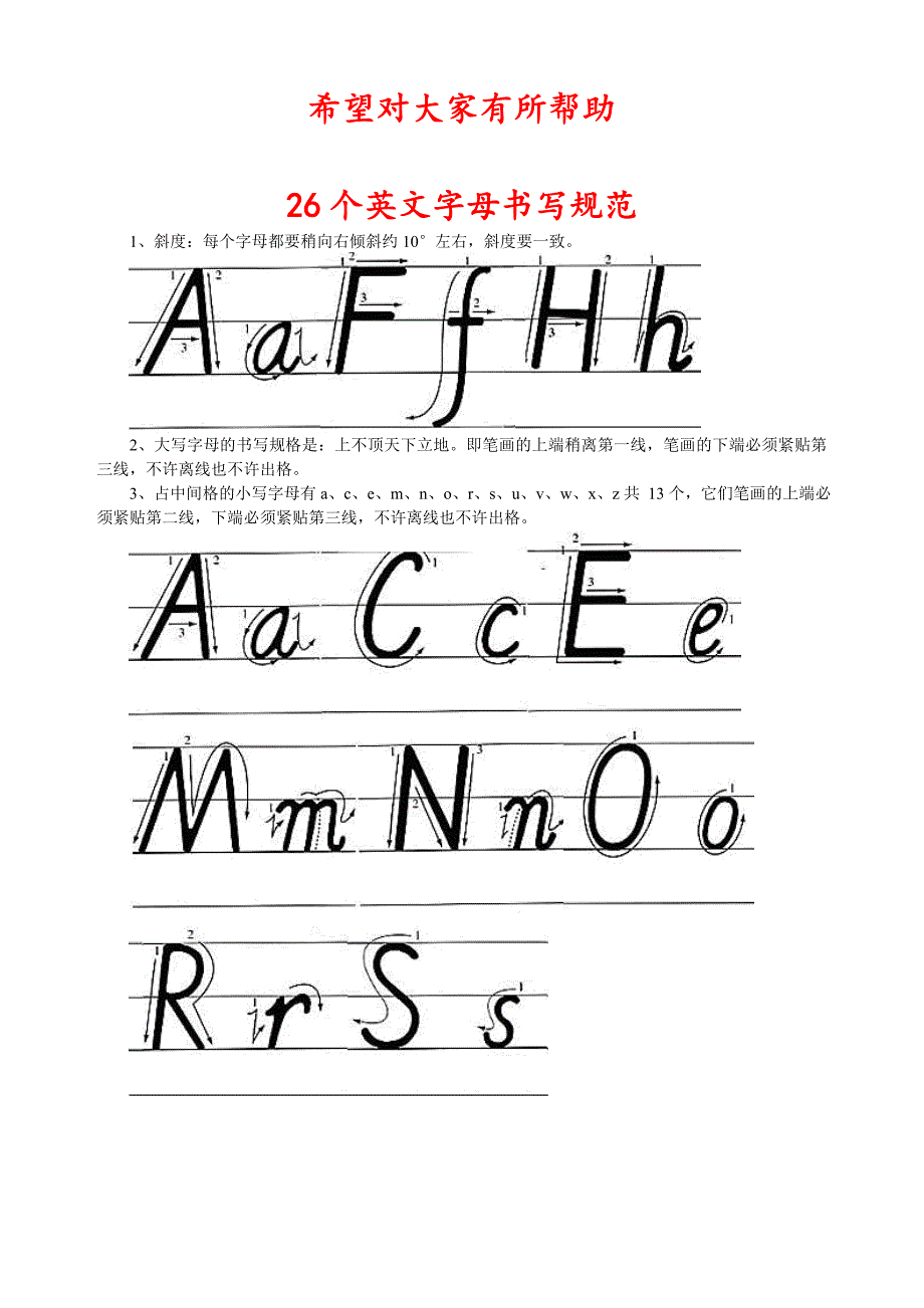 英文字母书写和规范(三年级英语必备)_第1页