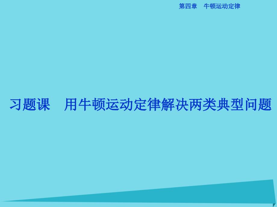 优化方案高中物理_第四章 牛顿运动定律 习题课 用牛顿运动定律解决两类典型问题课件 新人教版必修1_第1页